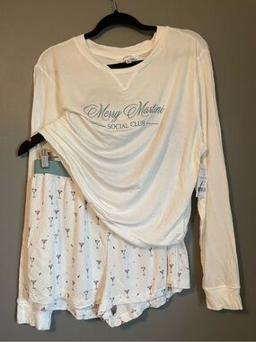 NWT Honeydew Sz XL Women’s Ivory Merry Martini Social Club PJ Short Set Ret $64!